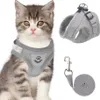 Hondenkragen reflecterende veiligheid Pet Dog Harness en riem ingesteld voor kleine middelgrote honden Cat Harnases Vest Puppy Borstrand Pug Chihuahua Bulldog