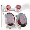 Wedding Jewelry Sets Weddings Jewelry Gift 2 Pieces 1 Set Oval Red Garnet Gemstone Sier Gorgeous Charm Pendants Earrings Sets Drop De Dhpt7