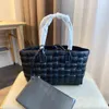 Totes Large Capacity Woven Tote Bag Women Shopping Handbag Shoulder Leather Designer Brand Female Bucket with Zipper Pouch 22012314