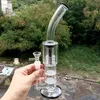 12-Zoll-Wasserbong-Wasserpfeifen aus klarem Glas mit doppelten Wabenfiltern, Reifen-Perc-Öl-Dab-Rigs zum Rauchen