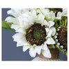 Faux Floral Greenery 9pcsbouquet sztuczny kwiat jedwabny Słoneflower Fałszywy dekoracje kwiatów na domowy ślub luksusowe przyjęcie świąteczne dekoracja domu J220906