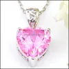 Earrings Necklace 6 Sets/Lot Wedding Jewelry Pendants Earrings Sets Heart Pink Kunzite Gems 925 Sier Necklaces Cz Zircon Jewelty For Dha3R