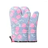 Oven Mitts Double Layer Heat Resistant Non-slip Silicone Cotton Kitchen Mittens For