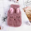 Sac d'eau chaude réutilisable pour l'hiver, motif de lapin, peluche douce, sacs chauffe-mains en PVC 1223107