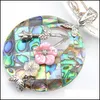 Pendant Necklaces New Arrives Natural Abalone Shell Women Pendant Necklaces Plum Blossom Sier Fashion Diy Jewelry 6Pcs/Lot Size 40Mm Dhyic