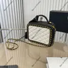 2022 Fashion Women Trunk Makeup Designer Bag Luxury Gold Chain Metal Accessories Classic Diamond Lattice Quilted Handbag Messenger Vintage Suitcase Coin Purse