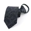 Bow Ties Zipper Necktie Classic 7cm Jacquard Blue For Men Simple Striped Wedding Party Dress Men's Accessories