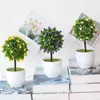 Faux Floral Verdure Vert Petit Arbre Bonsaï Mariné Avec Mini Roses Fleurs Pour La Maison Jardin Salon Salle De Bains Ornement De Bureau Faux Fleurs Bonsaï J220906