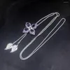 Подвесные ожерелья Hermosa Fashion Gemstone Natural Purple Purple Amethyst Beautiful Flower Sweater Chain 925 Серебряные украшения для женщин девочек