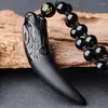 Подвесные ожерелья натуральные обсидианские зубные колье из экзорцизм нефритовые украшения для мужчин женщин -амулет подарки