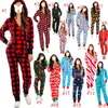 2022 Kadın Tulumları Sonbahar Kış Düğmesi Yetişkin Kadınlar Karikatür Noel Pijama Pijamaları Baskılı Uzun Kollu Onesie Salıncaklar