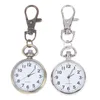 Keychains 1st Retro Bronze Quartz Vintage Pocket Watch Movement Keychain Keyring Round Dial Key Chains6161697