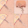 Key Rings 20Pcs New Fashion Keychain 38X22 Mm Hollow Cross Pendants Diy Men Jewelry Car Key Chain Ring Holder Souvenir For Gift Drop Dhxop