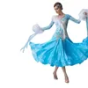 Stage Wear B-1999 Blue Ballroom Dance Dresses Vestiti Da Ballo Standard Donna Waltz Dress For Adult