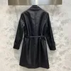 Cappotti capispalla taglie forti da donna firmati Trench da donna neri Vintage manica lunga INS Moda Donna FMJ6