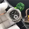 Luxury Mens Watches rostfritt stålfodral Topp brun svart läder rem diamanter bezel safir automatiska mekaniska män märke titta 2b68 ljtk