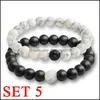 Perlenstränge 2 Teile/satz Mode Paar Tigerauge Stein Armbänder Armreifen Klassische Schwarz Weiß Natürliche Lava Steine Charm Bead Bracele Dhsys