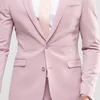 Mäns kostymer blazrar rosa smala passformar för män 2 stycken casual groomsmen tuxedo för bröllop med hackade lapel anpassade manliga modekläder set 220909