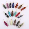 Charms Natural Gem Stone Charms Rose Quartz Crystal Amethyst Hexagonal Prism Pendum Reiki Pingents for Jewelry Fazendo o fio de arame dourado Dhrts