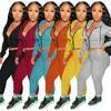 Femmes à capuche survêtements mode deux pièces pantalon ensemble couleur unie à manches longues fermeture éclair pull veste costume automne hiver survêtements