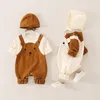 Компания Sytian Baby Spring осень-комбинезон сплошные рукава с длинными рукавами Прекрасные белые медведь маленькие девочки для мальчиков Румпер Маленькие дети в целом 220909
