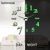 Wall Clocks 3d Luminous Real Big Wall Clock Rushed Mirror Sticker Diy Living Room Home Decor Fashion Watches Quartz Large 220909