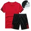 Men's Tracksuits 2022 Casual Men Sets curtos Summer Solid Stripe Tracksuit de duas peças T-shirts shorts masculino Sportswear Sports Slim Fit