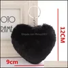 Nyckelringar fluffiga pompom nyckelkedja mjuk fast f￤rg hj￤rtform faux kanin p￤ls boll bil handv￤ska nyckelpresenttillbeh￶r sl￤pp leverera dh9mt