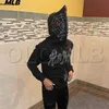 Hoodies voor heren Sweatshirts met volledige ritssluiting Y2K Heren streetwear lange mouwen strass steentjes spinnenweb goth sweatshirt oversized emo kleding hoodie trui 220909