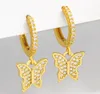 Kolczyki biżuterii sześcienne cyrkonia gwiazda motyla złoty kolor cZ kryształowe klipsy do uszu bez przebitych kolczyków dla kobiet biżuteria WSJ5