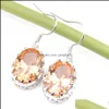 Earrings Necklace New Fashion 2 Pieces 1 Set Oval Champagne Morganite Gemstone Womens Jewelry Gift Excellent Charm Earrings Pendants Dhwfg