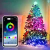 Strängar 5m/20m Bluetooth App Control Fairy String Light Smart RGB Garland utomhus julgran för bröllopssemesterdekor