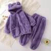 Piżama dziecięca chłopiec ubrania piżamowe piżamę Zestaw flanelowy polar niemowlę dziecięce dziecko ciepłe z kaptury strój snu garnitur zimowa wiosna jesień 15Y 220909
