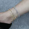 Anklets Summer Beach Iced Out Bling 5A CZ Dollar Sign Pendant Tennis Chain Adjust Foot Jewelry Wholesale For Women Lady