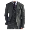 Costumes masculins Blazers 3 pièces pour hommes costumes en laine verte tweed harenbone business rétro moattertuxedos pour les combinaisons de mariage Blazerpantsvest 220909