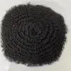 4 mm Afro Kinky krul Braziliaanse maagdelijk menselijk haar stuk zwart kleur mono kant met pu toupee voor zwarte mannen snelle express levering