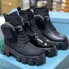 2022 Femmes Rois Bottes Nylon Derby Martin bottes Top Qualité Bataille En Cuir Cheville Chaussures Noir Semelle En Caoutchouc Plate-Forme Chaussures Pochette En Nylon Avec Boîte NO43