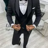 Ternos masculinos Blazers Moda de lapela dupla Suits Slim Fit 3 Peças Casque -colete Pontas Conjunto de noivo Business Blazer masculino Blazer Terno Masculino 220909