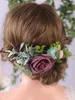 Coiffes Vintage fleur rouge foncé et feuilles peigne à cheveux charme mystérieux mariage accessoires de mariée soirée dansante pour les femmes élégantes