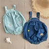 Overalls EnkeliBB Kleinkind-Mädchen-Jeans-Overall, superschöner Baby-Mädchen-Sommer-weicher Overall, hellblau und blutig, Kirsche, Regenbogen-Stickerei, 220909