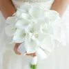 Decorative Flowers & Wreaths 2PC Real Touch Artificial Wedding Bride Bouquets Calla Lily With Leaf Fake For Home Party Decoration