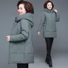 Women's Down Parkas Winter Coat Middle-Aged Mother Cotton Padded Jacket L￥ng huva Parka plus storlek 6xl Kvinnlig vindt￤t l￶s varmt utkl￤der 220909