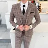 Erkekler Suits Blazers Sonbahar Blazer İngiliz Stil İnce Takım Pantolon Yelek / Erkekler İş Elbise Ceket Ceket Pantolon Yelek Üç Parça Seti 220909