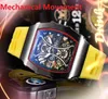 Popular mens skeleton dial watch stopwatch 43mm self winding mechanical pilot rubber belt Trend elegant noble Sports time clock table wristwatch Reloj Montre