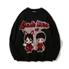 Herentruien grappige zwarte geleefde paren bedrukte pullover gebreide man mannen oversized Japanse anime cartoon gebreide trui dames tops 220909