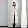 Parkas en duvet pour femmes femmes automne hiver épaissir chaud longue Parka femme décontracté couleur unie grande poche lâche à capuche avec fourrure Long manteau vestes Outwear 220909