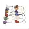 Keychains Natural Rough Stone Quartz Keychain Ring For Women Men Handtas Hangle Car Key Holder Mineral Stones Keyring Sieraden Drop de Dhwqn