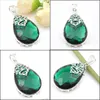 Pendant Necklaces Handmade 6 Pieces Real Huge Water Drop Fire Green Quartz Pendants 925 Sterling Sier Plated Lovers 1.58Inch Delivery Dhszy