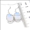 Boucles d'oreilles Collier Classique Ovale En Forme Véritable Rétro Blanc Pierre De Lune Pierre Précieuse Sier Femmes Magnifiques Boucles D'oreilles Pendentifs Bijoux Ensembles 2 P Dh7Lu