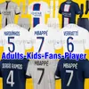 22 23 Soccer Jersey Hakimi Maillot de Foot Mbappe PSGS 2022 2023 Football Shirt Men Kids New Season White Jersey Tops Shirts Home Fans Player 23608 Set Uniform